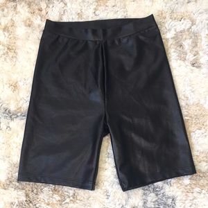American Eagle Faux Leather Black Biker Shorts